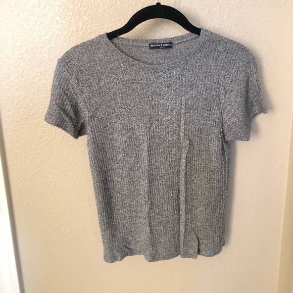 Brandy Melville Grey Textured Tee - Picture 1 of 3